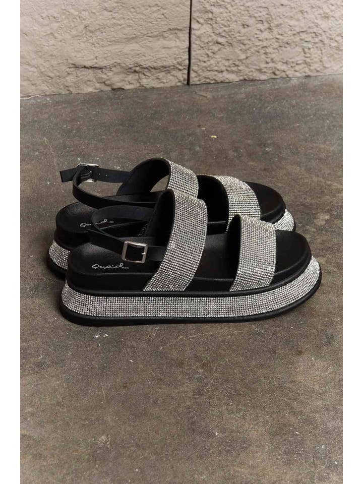 Black Qupid Shine On Platform Rhinestone Slingback Sandal for wholesale on Faire6