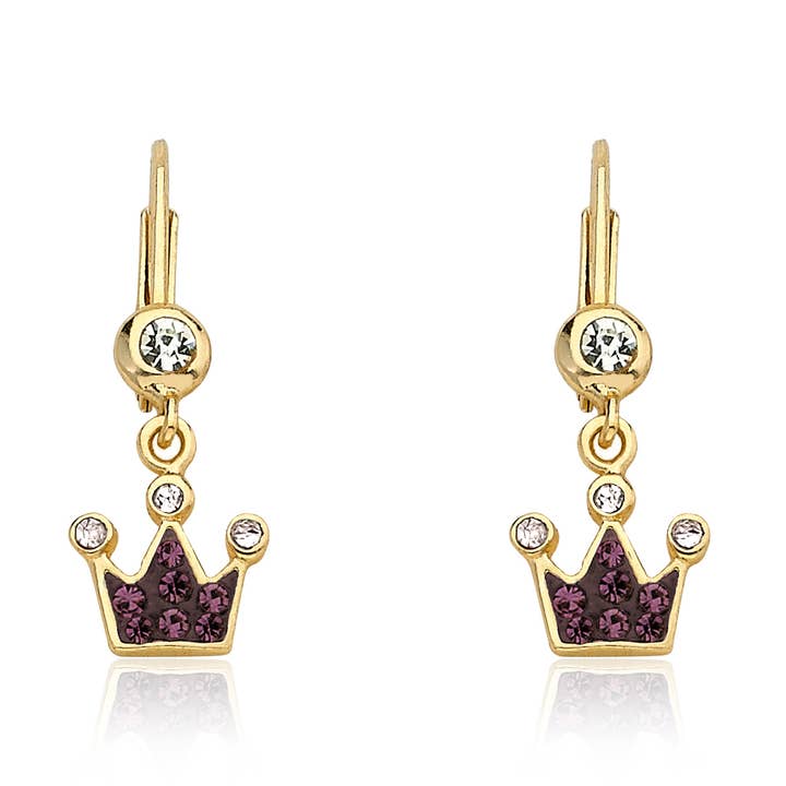 Crystal Crown Dangle Earring for wholesale by Little Miss Twin Stars