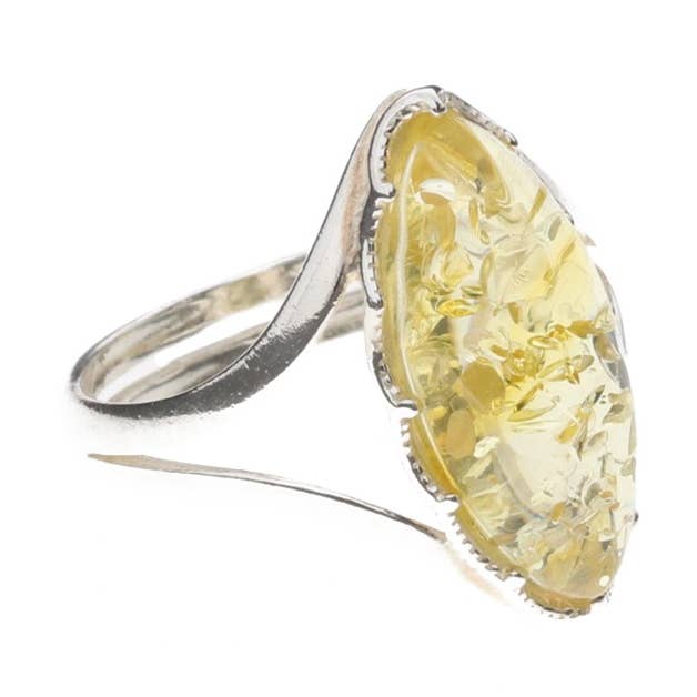 Amberman - Wholesale Cocktail/Statement Ring - Citrine Amber Sterling Silver Adjustable Ring0