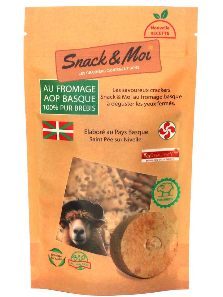 Organic Crackers with Sheep Cheese 80g for wholesale by Snack & Moi