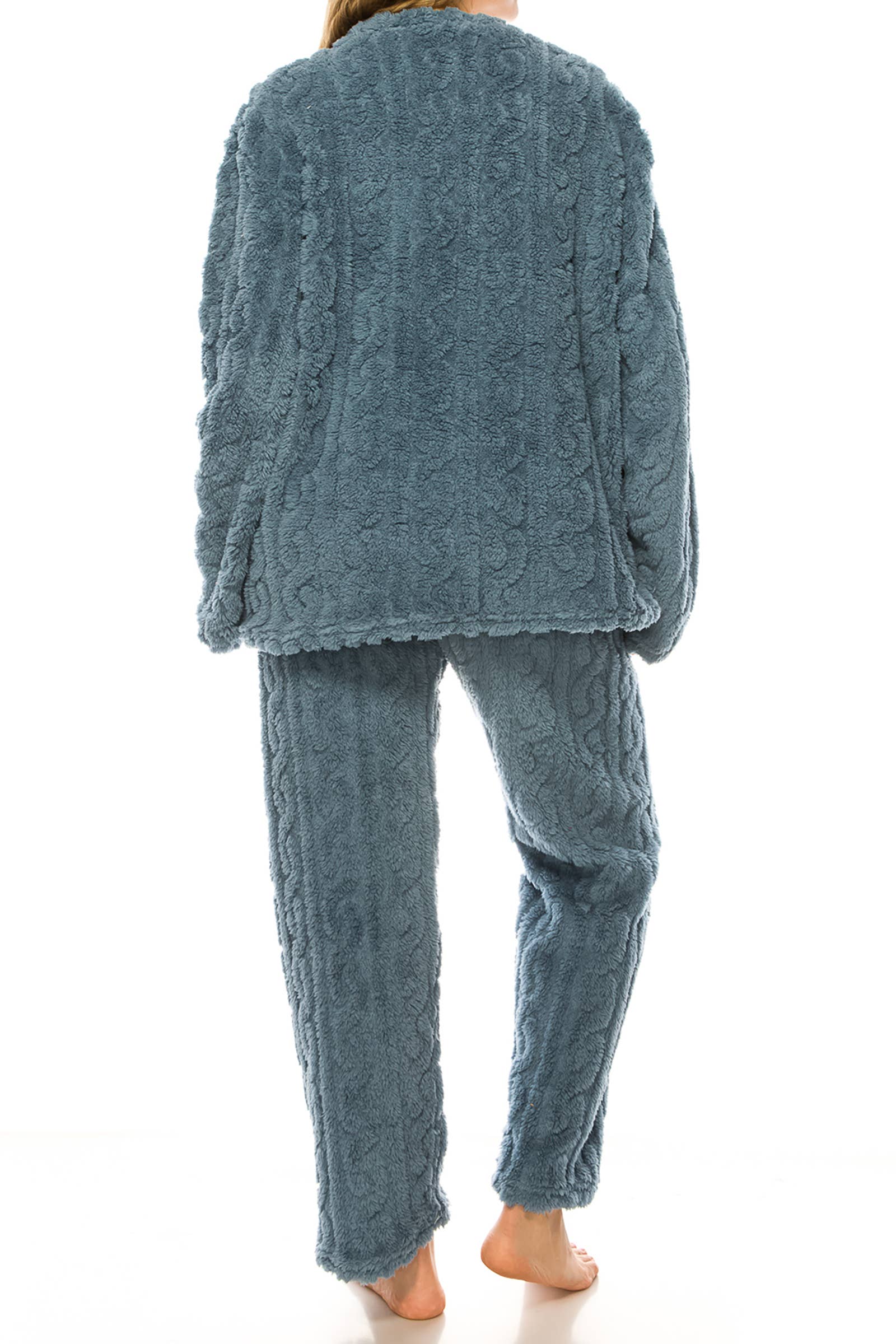 Cap Zone - Wholesale Loungeset - Dames - Kabel Fuzzy Sherpa Fleece Pyjama Sets7