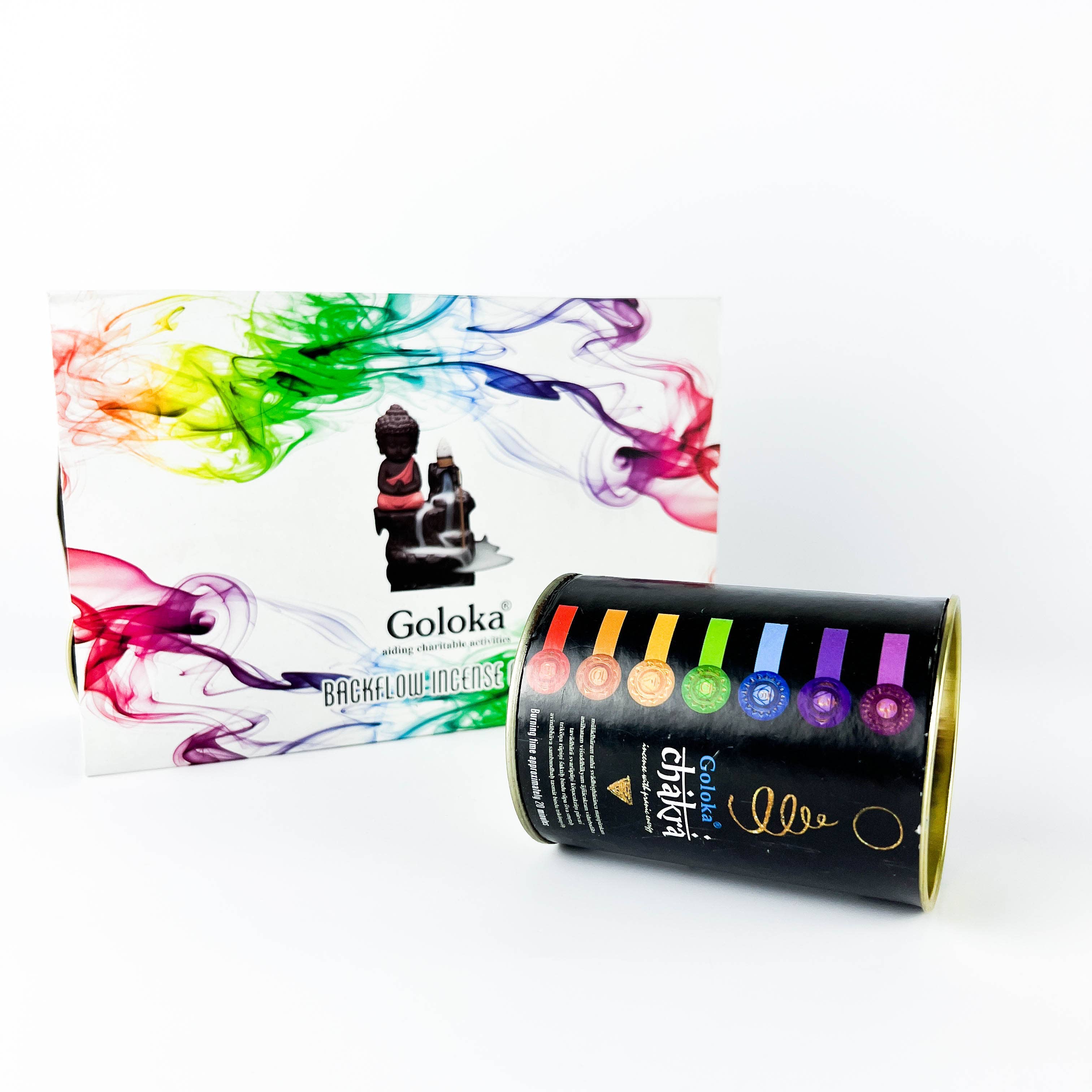 GREENROOTS USA LLC - Vendita all'ingrosso Incensi - Coni di incenso Goloka Chakra Backflow, confezione da 24 coni, confezione da 63