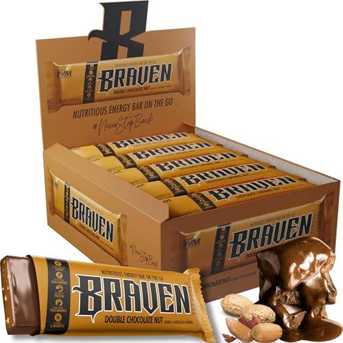 Braven Bar Double Chocolate Nut Energy Bars (1.59 oz, Pack of 20) – Energy Chews with 5g Protein – On-the-Go Energy Snacks for Running, Hiking, and Sports - Gluten Free Snacks for Sustained Energy Boost for wholesale by Braven Bar