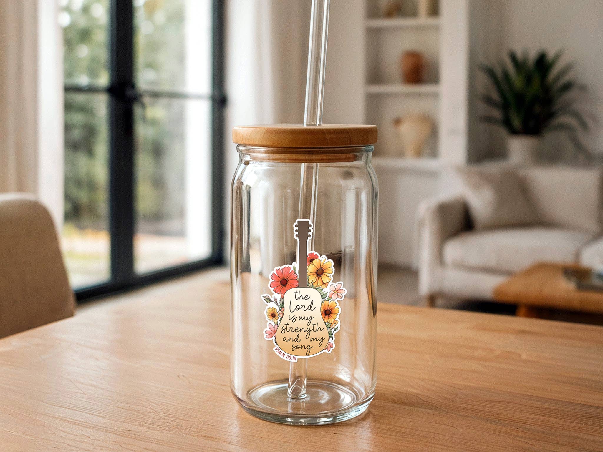 Missional Merch - Vendita all'ingrosso Adesivo - Il Signore è la Mia Canzone | Chitarra & Fiori | Adesivo Cristiano2