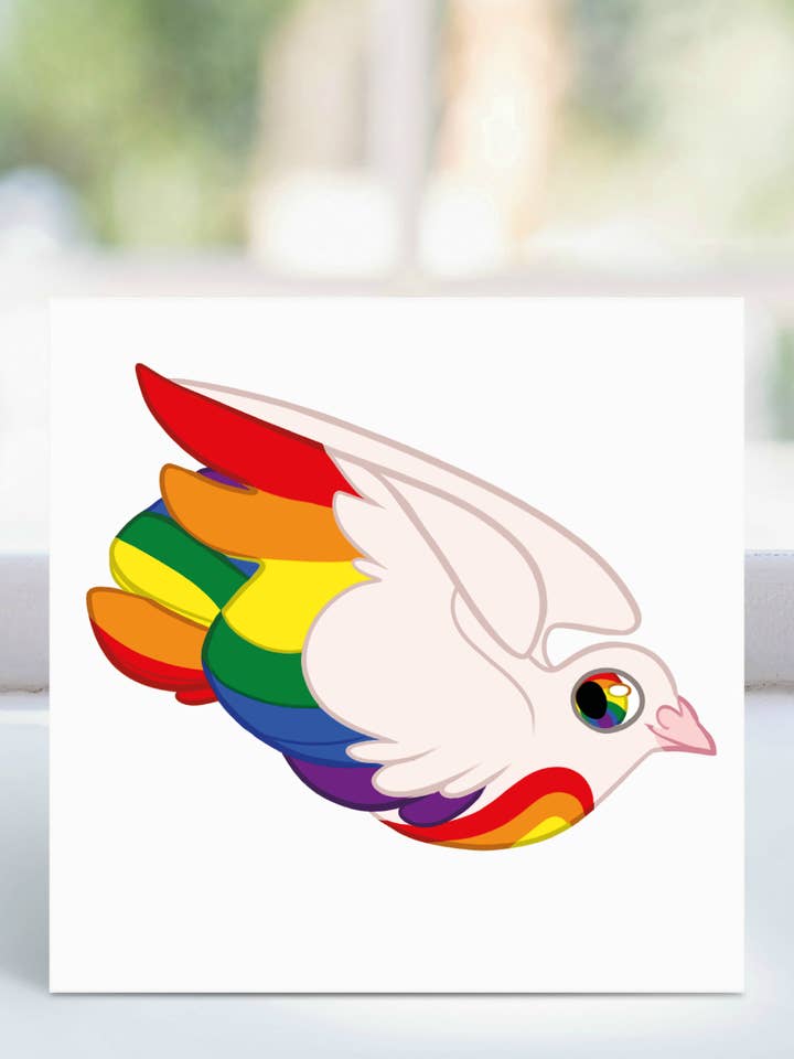 Rainbow Pige Pride card - PACK OF 10 for wholesale by Happi Noggi