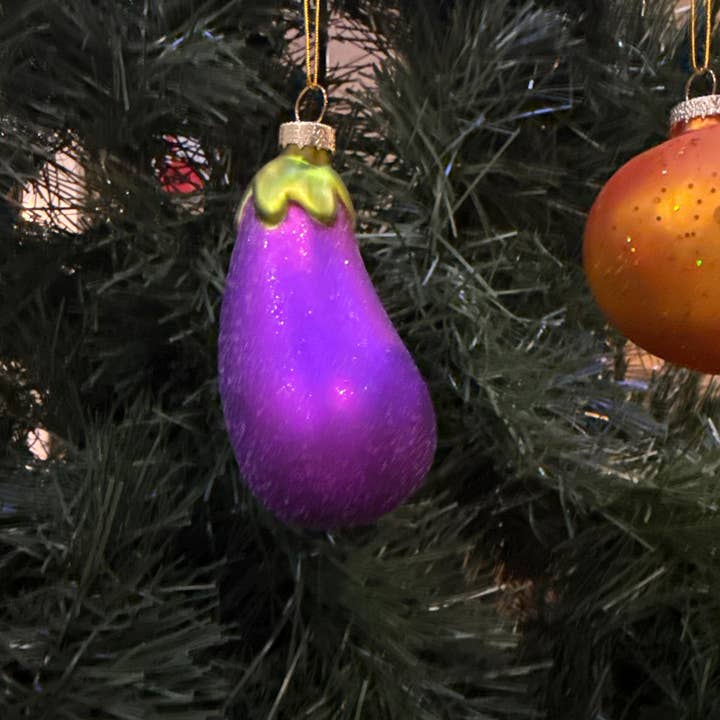 Dirty Grove by Hazel Grove Customs - Wholesale Ornament - Eggplant & Peach Christmas Ornament, Emoji Ornament2