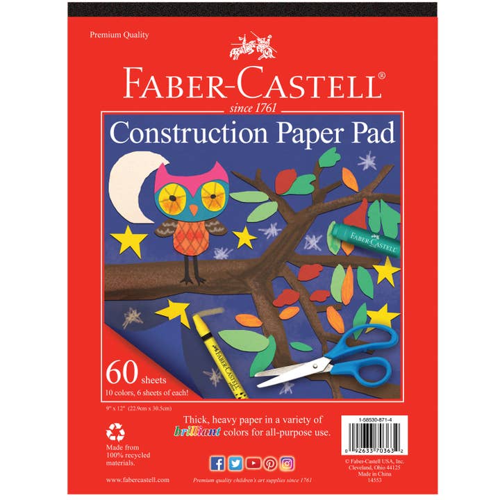 Bloc-notes de construction : 60 feuilles 9 « x 12" - 10 couleurs pour la vente par Faber-Castell / Creativity for Kids