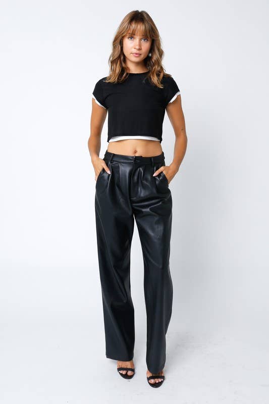Olivaceous - Wholesale Pants - Women's - Kaelyn Pu Parachute Pants3