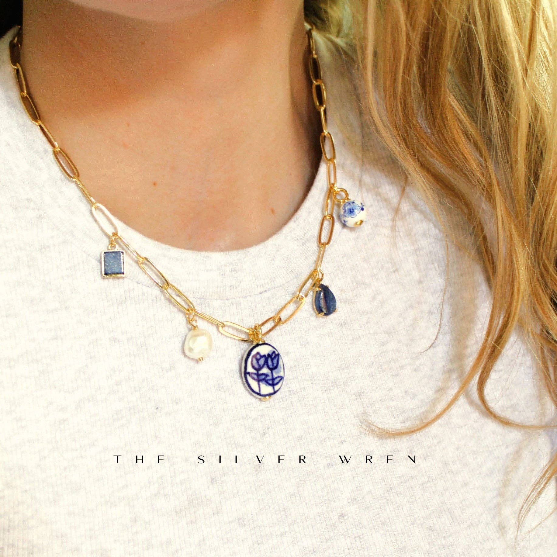 The Silver Wren - Wholesale Pendant/Charm Necklace - Flower Multi Charm Necklace1