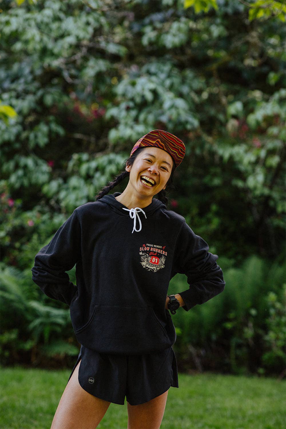 Vintage Black Slow Runners Club Hoodie Sweatshirt for wholesale on Faire10