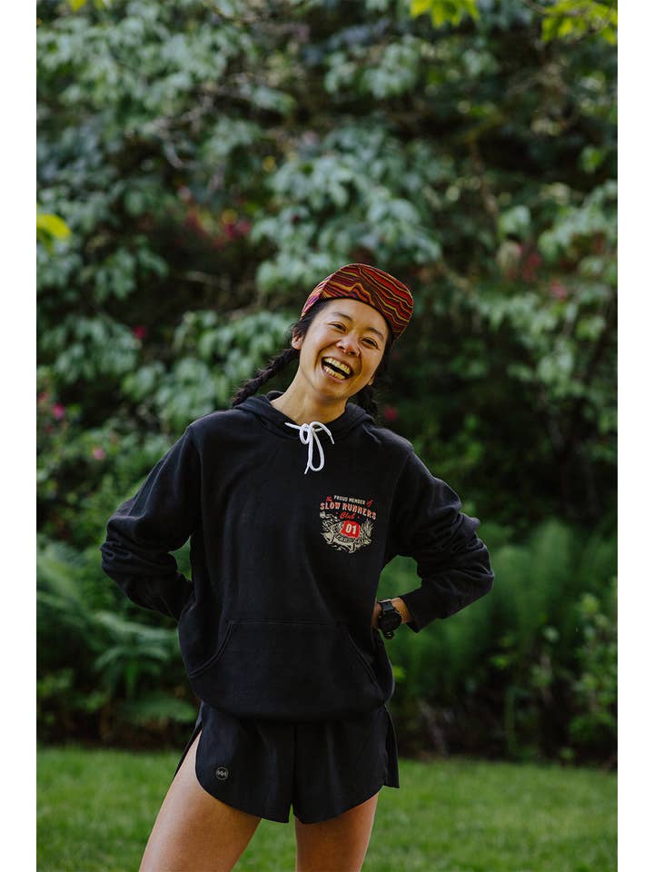 Vintage Black Slow Runners Club Hoodie Sweatshirt for wholesale on Faire10