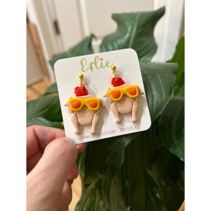 Eflie - Wholesale Dangle Earrings - Thanksgiving Turkey Friends Inspired Funny Dangle Earrings