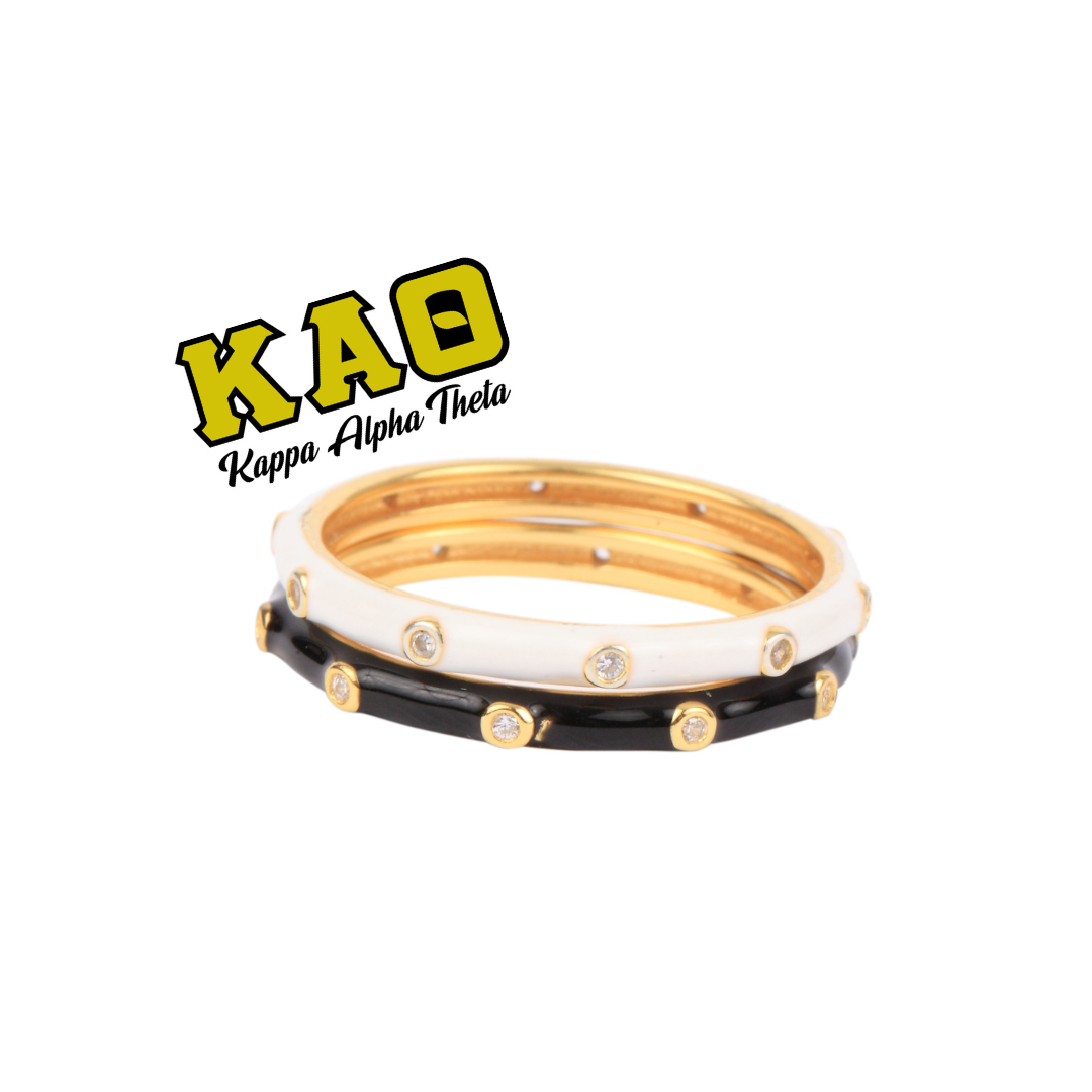 Color Shout - Vente Anneau/bague à empiler - R201-Couleurs de sororité : Ensemble de 2 bagues empilables en émail26