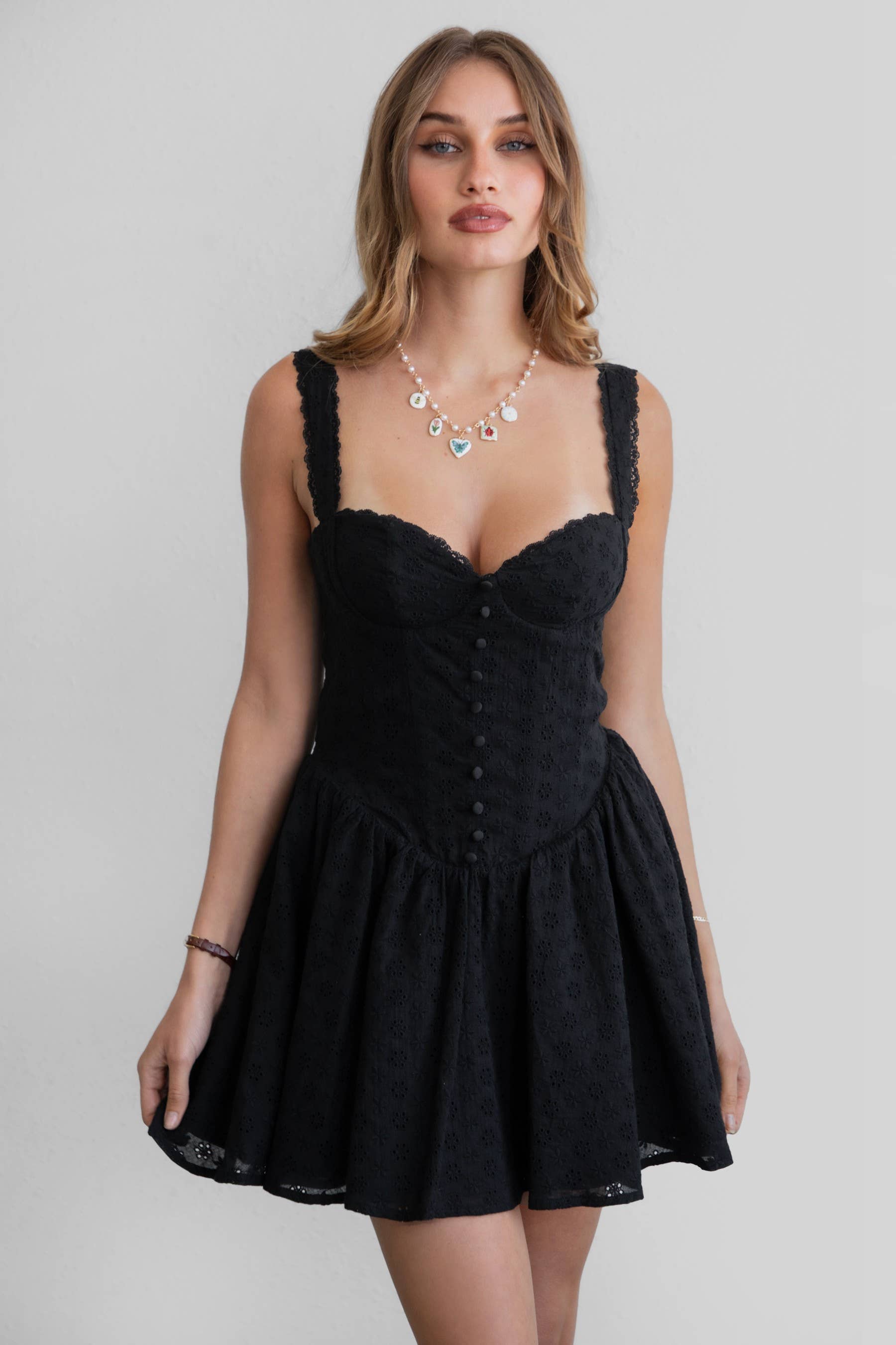 TICTOC - Wholesale Dress - Women's - AUDREY Eyelet Embroidery Sleeveless A Line Summer Mini Dress6