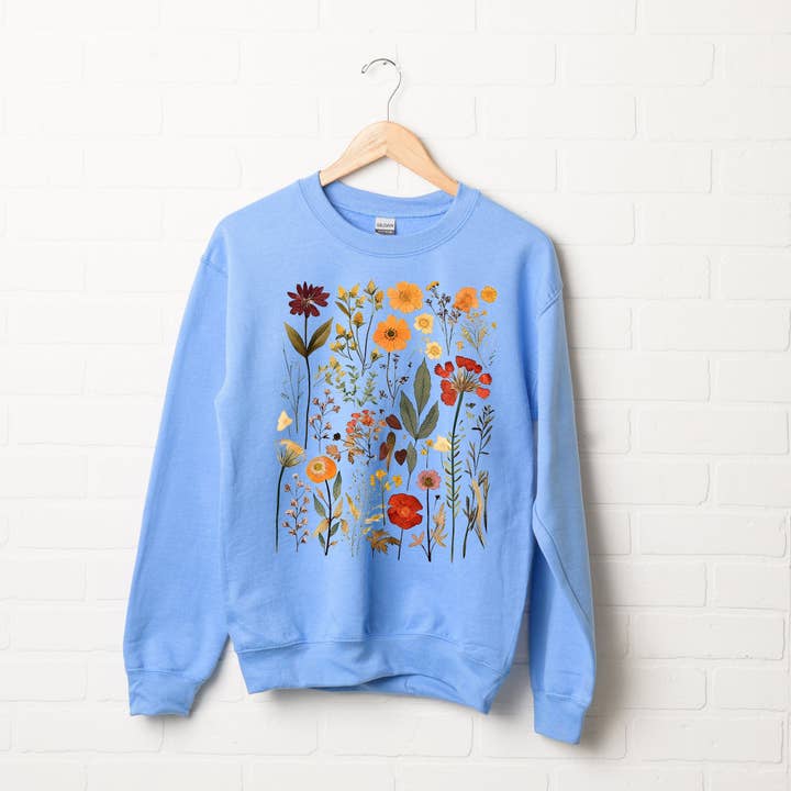Olive And Ivory Wholesale - Wholesale Graphic Sweatshirt - Women's - Vintage Pressed Flowers | Sweatshirt