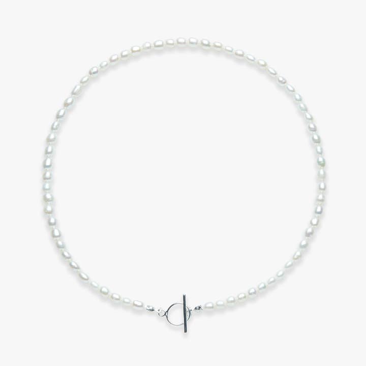 Rêve full medium pearl necklace silver voor wholesale door Koi Atelier