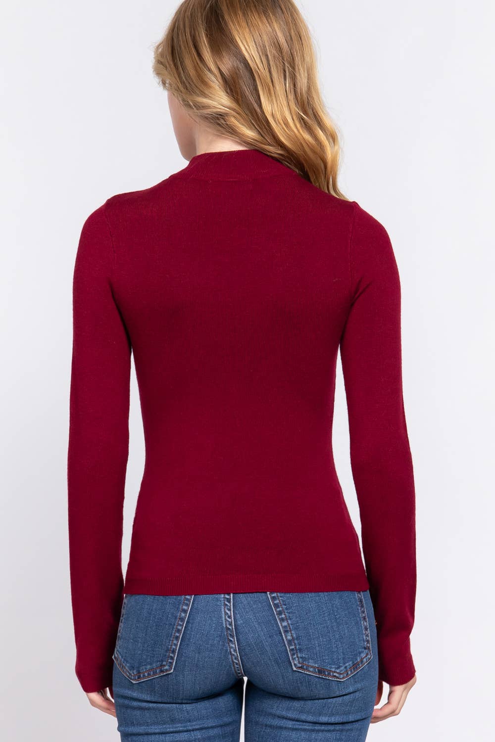 Active Basic | Active USA - Venta al por mayor Jersey de punto - Mujer - Suéter básico de manga larga con cuello simulado9