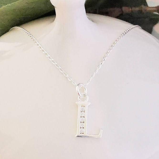 Sterling sølv klar Cz initial L halskæde for engroshandel hos Sophellie Jewellery
