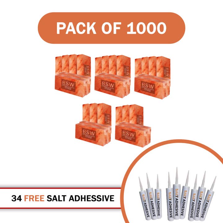 Himalayan Pink Salt Bricks 8" x 4" x 2" Pack of 1000 With 34 free Salt Adhesive for wholesale by Build Salt Wall