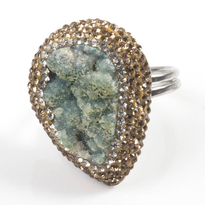 Anillo de drusa verde para venta al por mayor de Colour Addict Jewellery