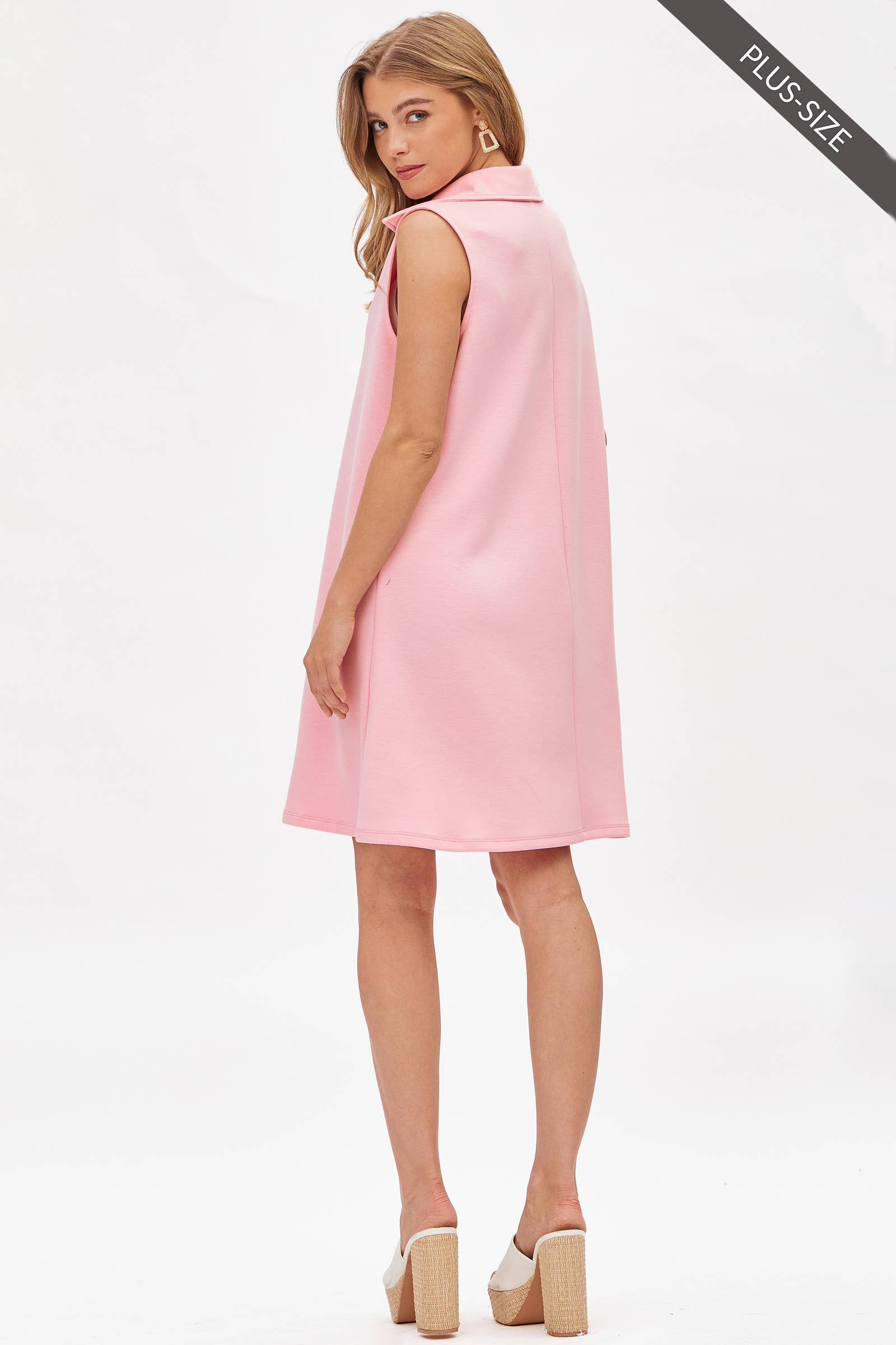 Dear Scarlett - Wholesale Dress - Women's - PLUS SIZE Collared Scuba Modal A-Line Dress TRV-CRUISEP6