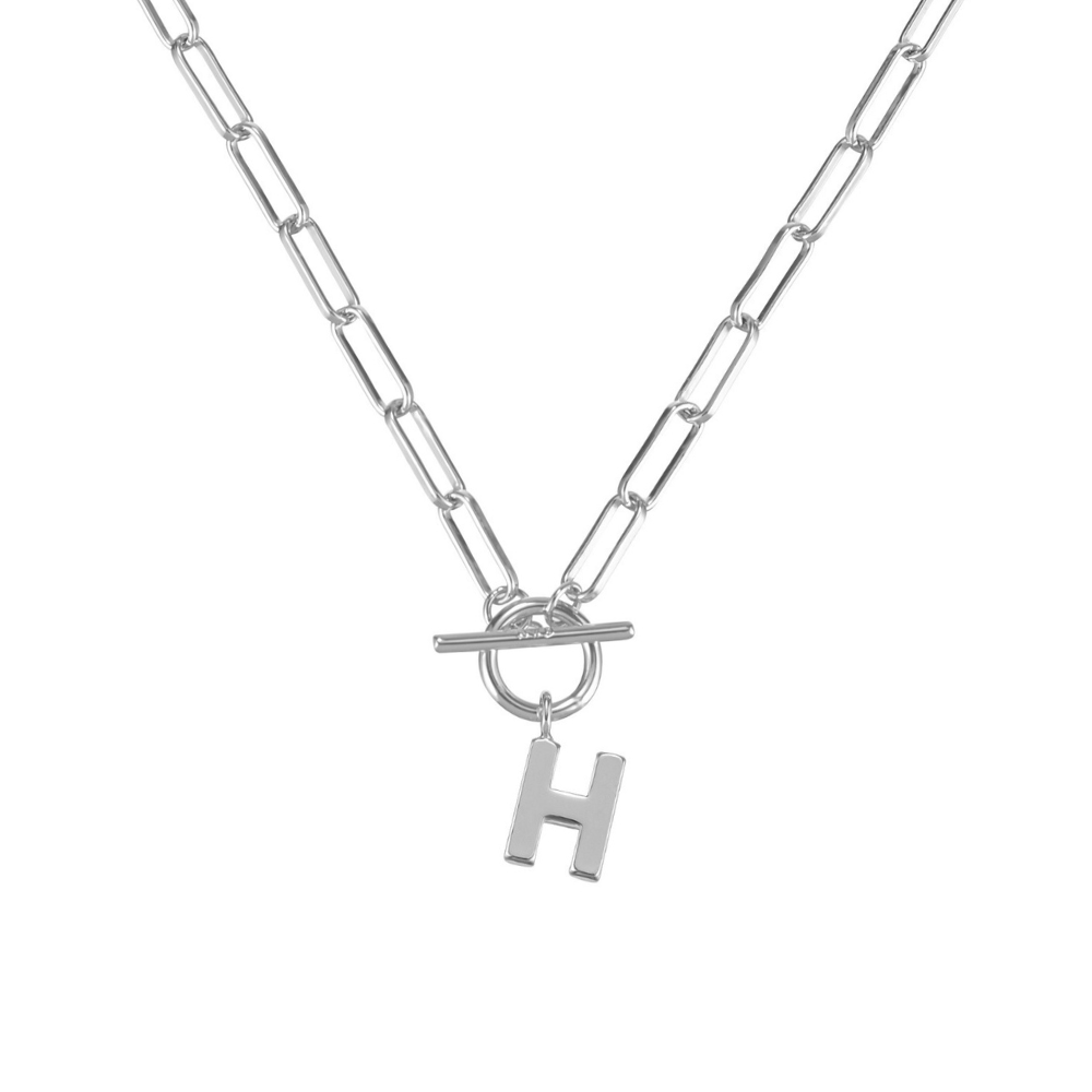 Natalie Wood Designs - Wholesale Pendant/Charm Necklace - Toggle Initial Necklace Pre-Pack, Silver10