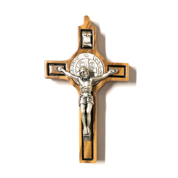 Costa Articoli Religiosi - Wholesale Wall Cross - St. Benedict cross in olive tree cm. 8x4.5 with cord1