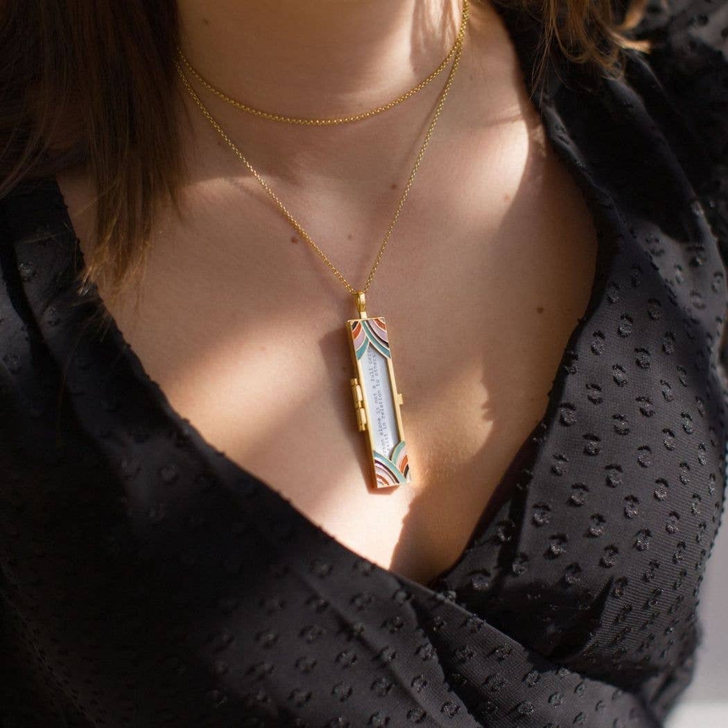 Fortune & Frame - Wholesale Locket Necklace - Deco Fortune Locket (Multi-Color) - Gold1