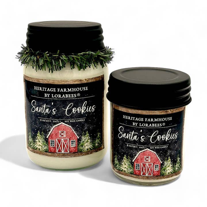 Lorabees - Wholesale Jar/Filled Candle - Santas Cookies Holiday Farmhouse Fragrance Collection