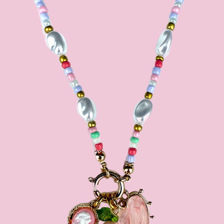 Gunner & Lux - Wholesale Kids Necklace - Kids - Beaded Pearl Floral Heart Necklace4