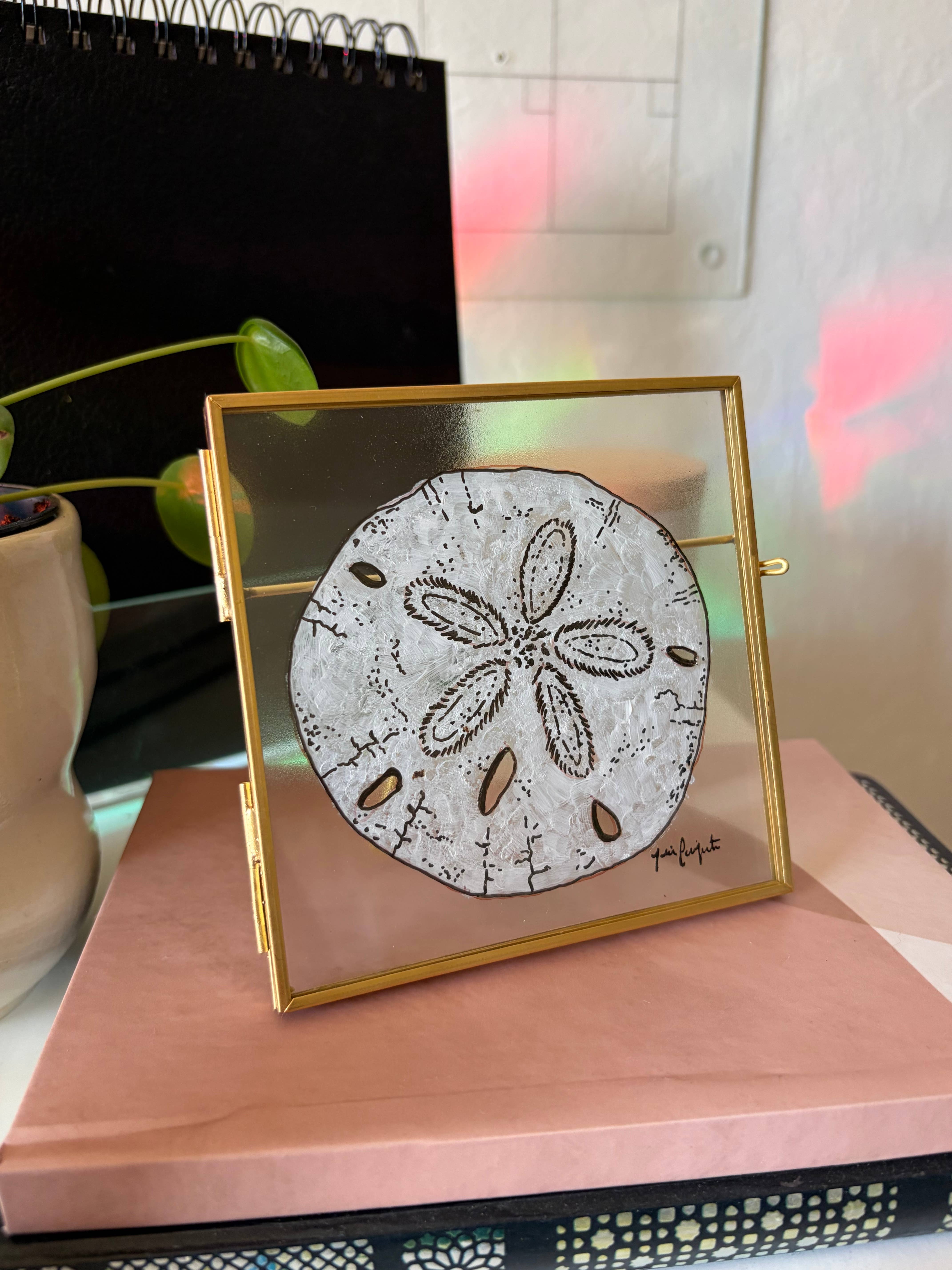 jcarp designs - Wholesale Decorative Tabletop Object - Hand-Painted Sand Dollar Glass Frame: Coastal Home Decor 2