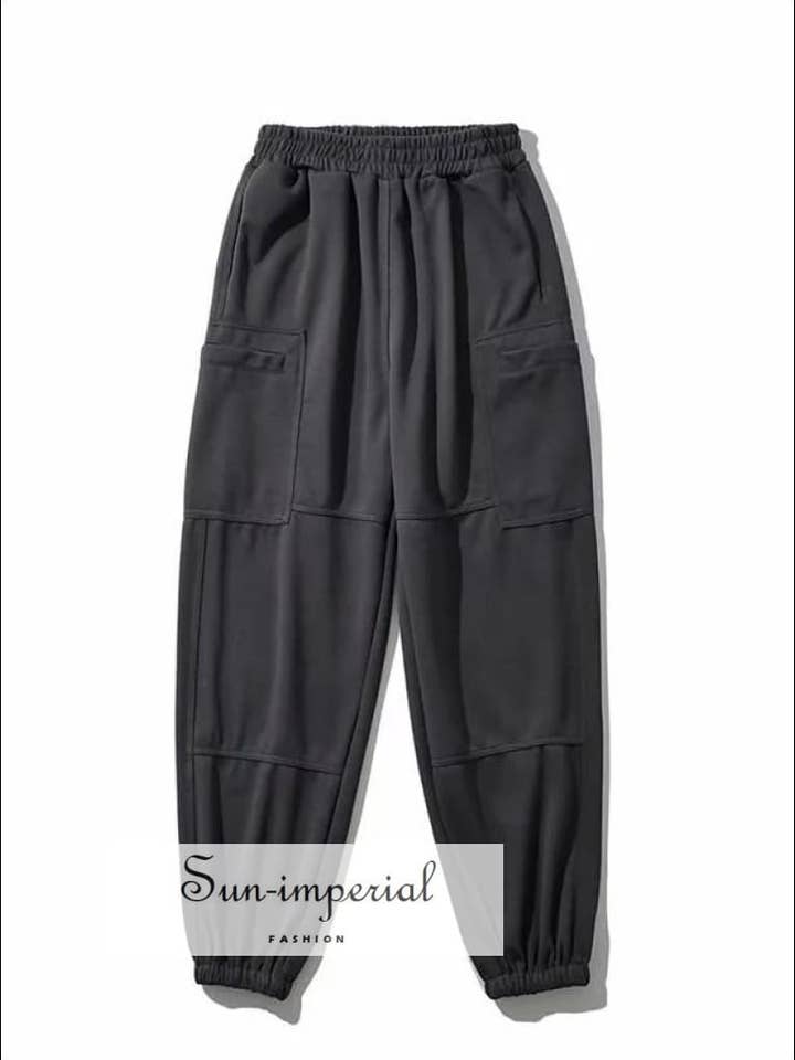 Sun-Imperial Damen Jogginghose aus Baumwolle mit großer Tasche, dunkelgrau für den Großhandel von Sun Imperial