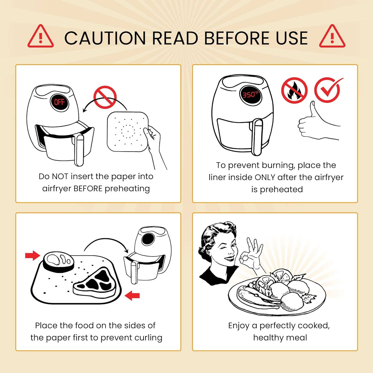 Baker's Signature - Wholesale Baking Sheet/Mat - Bamboo Steamer Liner, 8.5" Air Fryer Parchment Paper Liners Sheets – 220pcs Unbleached Bamboo Steamer Basket Liners – Easy Cleanup, Will Not Burn or Curl, Non-Toxic & Volume Pack by Baker’s Signature6