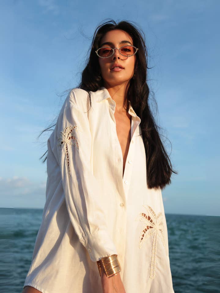 Playa Linen Boyfriend Shirt for wholesale by Baliawear