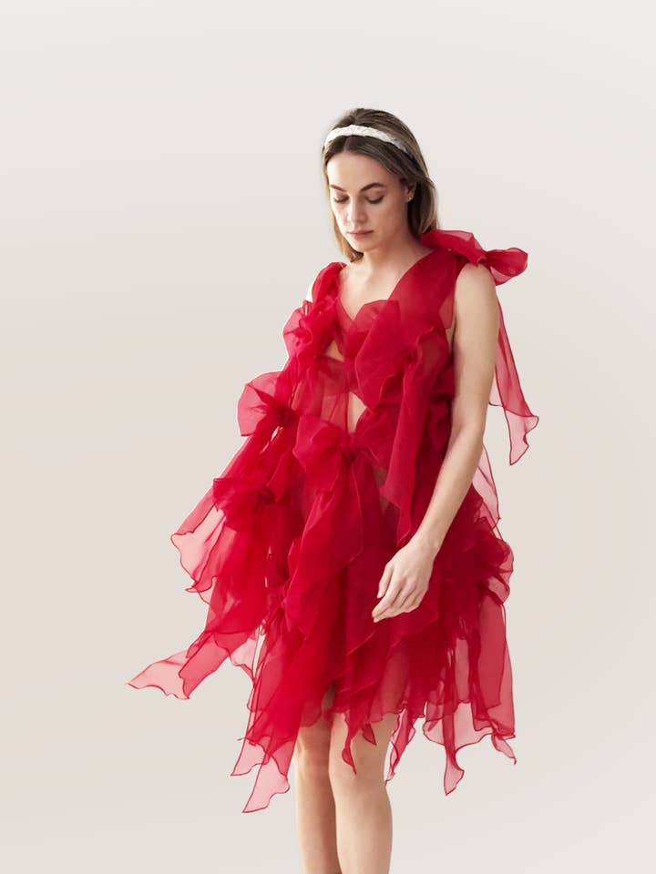 Gossamer Bow Drip Dress for wholesale by Jasmine Chong