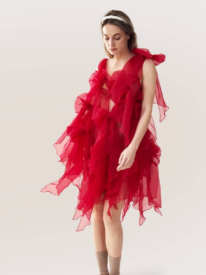 Vestido Gossamer Bow Drip por atacado de Jasmine Chong