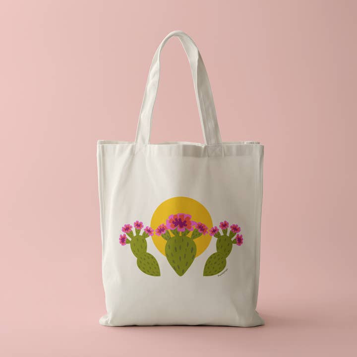 Bolso de tela - Flores del desierto Cactus (Doble cara) para venta al por mayor de Squidly Designs