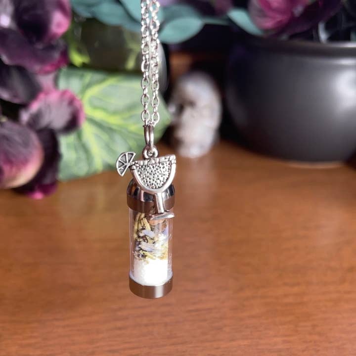 Moondust and Raven - Wholesale Pendant/Charm Necklace - Practical Magic Spell Jar Necklace, Witchy Crystal Jewelry