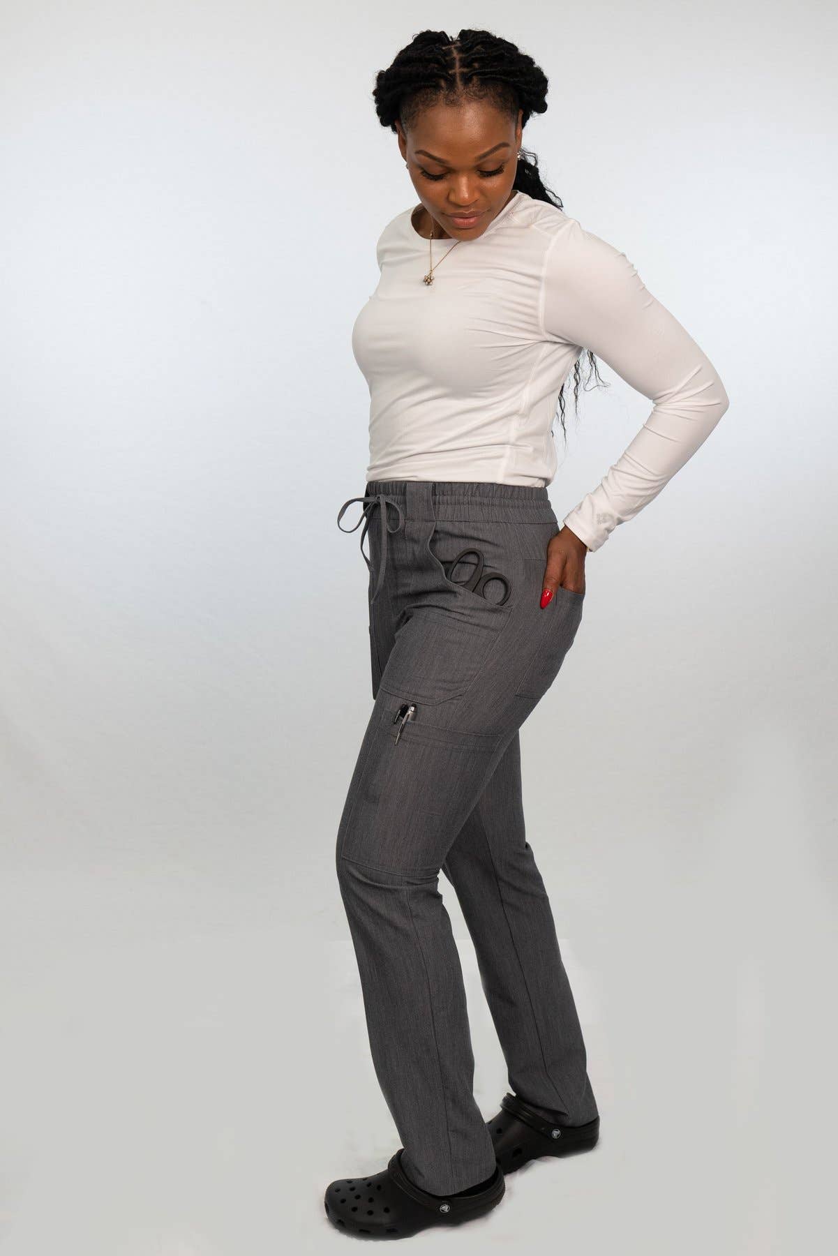 Wholesale ANTIMICROBIAL MARY HIGH WAIST 6 POCKET CARGO PANTS GREY for your  store - Faire