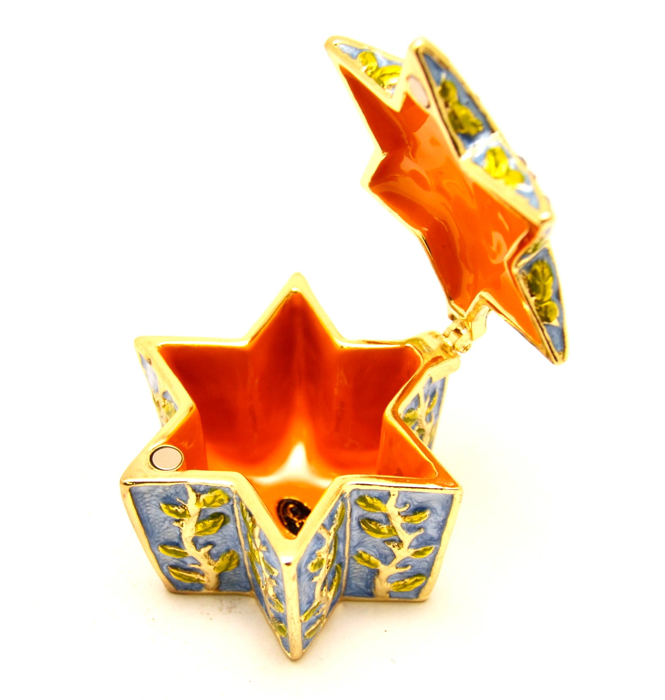 Ciel Collectables - Wholesale Jewelry Box/Organizer - Star of David Trinket Box. Hand Painted Enamel & Swarovski5