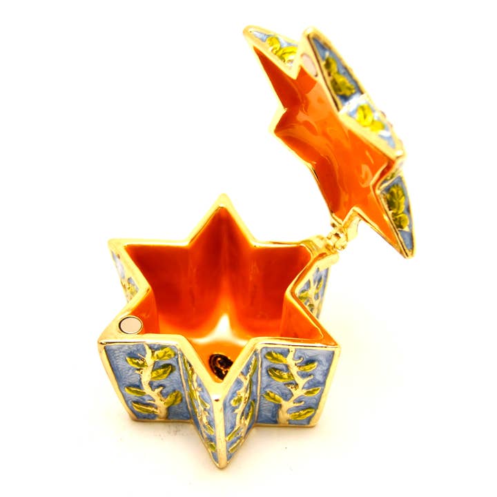 Ciel Collectables - Wholesale Jewelry Box/Organizer - Star of David Trinket Box. Hand Painted Enamel & Swarovski5