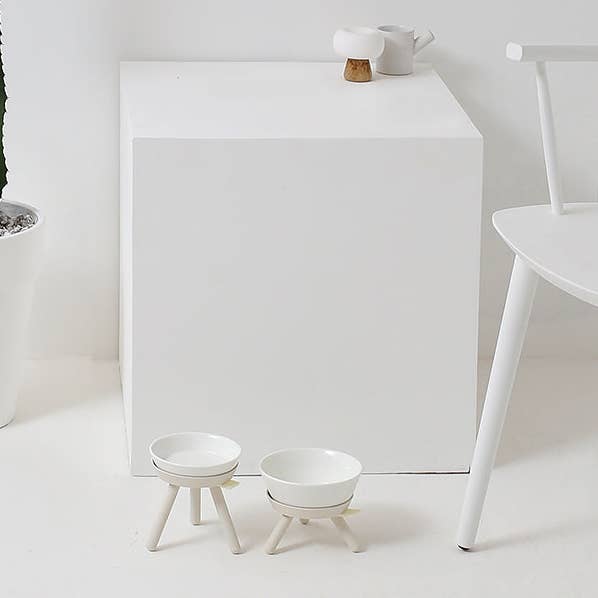 Pets So Good - Wholesale Pet Bowl - Cat/Dog - Oreo Elevated Pet Feeder Table. White . Tall7