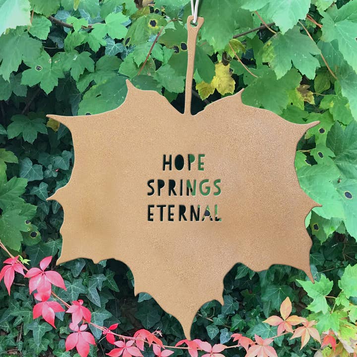 A Blackbird Sang – wholesale Ornament – Leaf Quote - Hope springs eternal - Alexander Pope