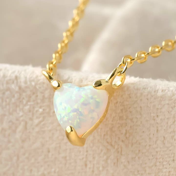 Collier cœur opale en argent 925 - Collier en forme de petit cœur en or pour la vente par Blueyejewelry