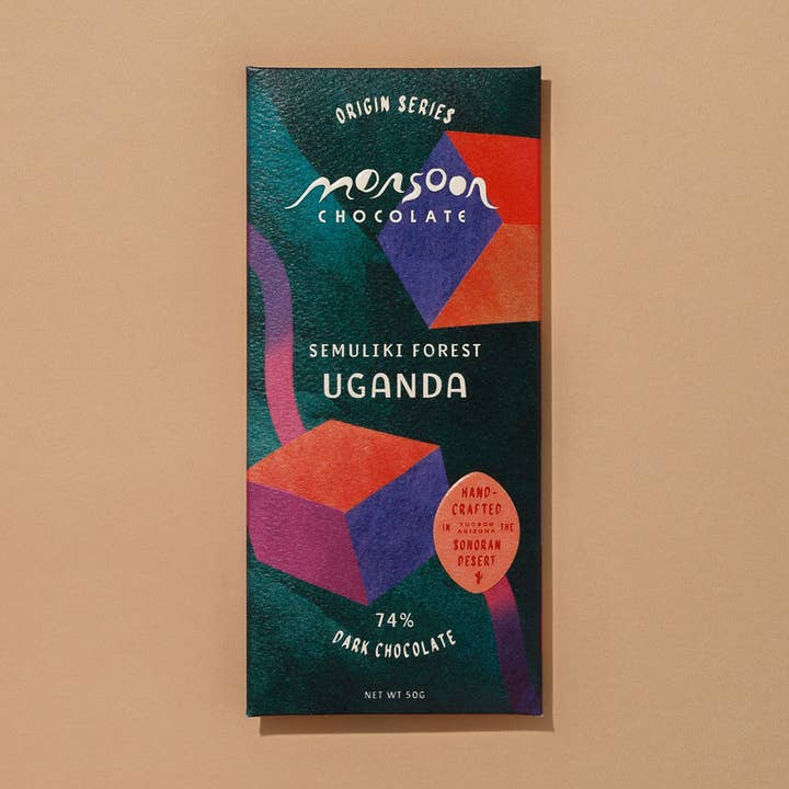 Monsoon Semuliki Forest Uganda 74% Dark Chocolate, 50g for wholesale by Monsoon Chocolate