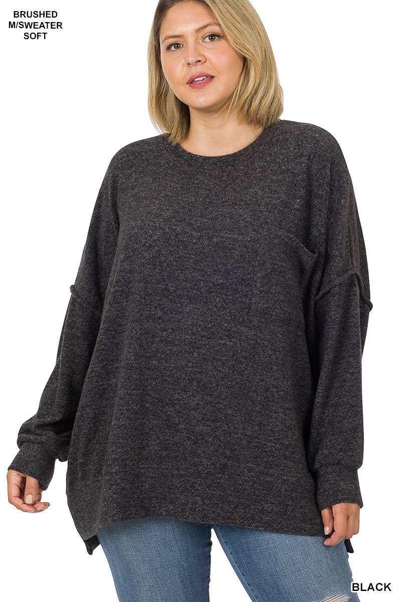 42POPS - Vente Pull en maille – femme - ..Plus Pull Oversize Mélangé Brossé1