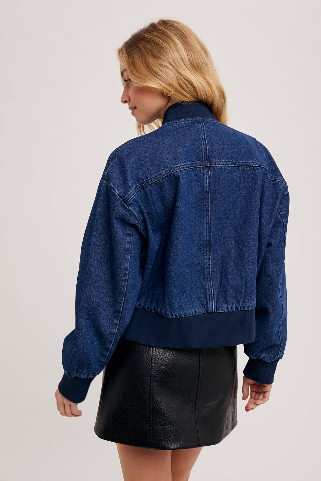 DK WASH DENIM BASEBALL BOMBER JACKET for wholesale on Faire8