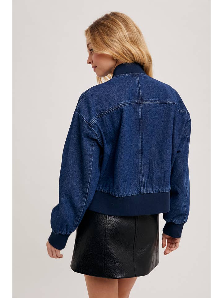 DK WASH DENIM BASEBALL BOMBER JACKET for wholesale on Faire8
