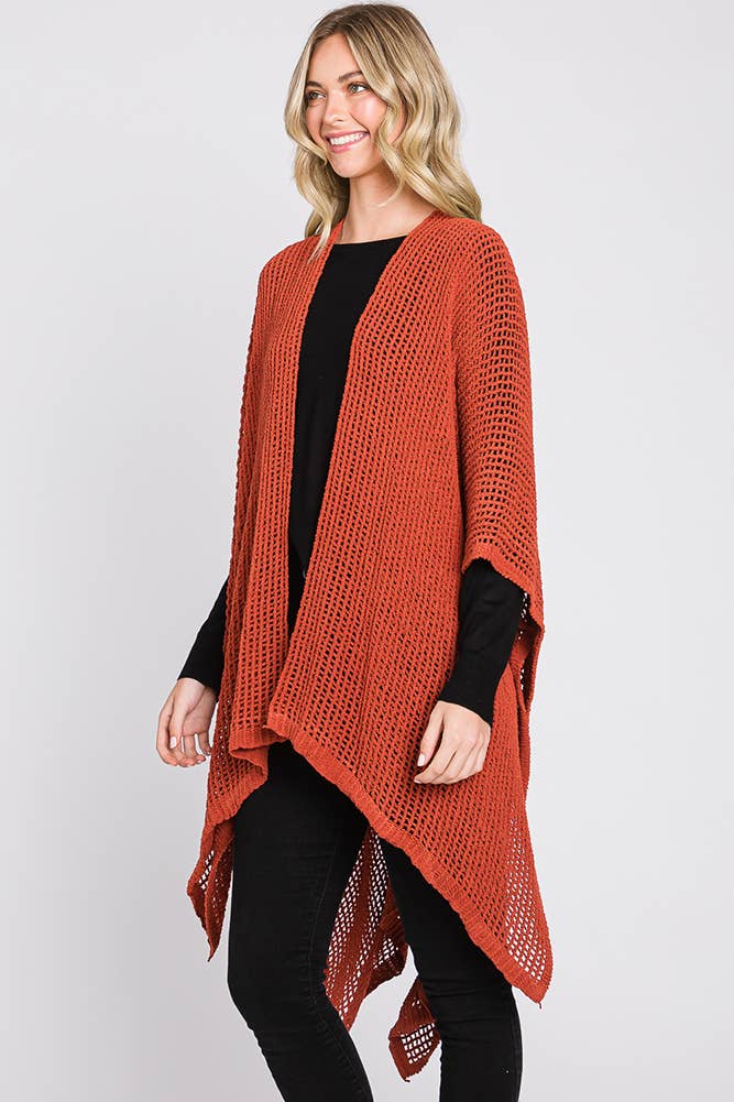 Hana - Wholesale Cardigan - Dames - Solid Chenille Crochet Ruana43