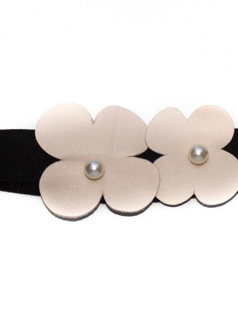 Bandeau en cuir pour bébé Crème pour la vente par Bow&Teke